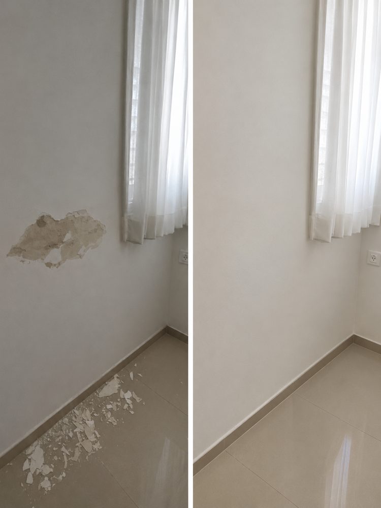 תיקון קיר שהתקלף: לפני ואחרי
